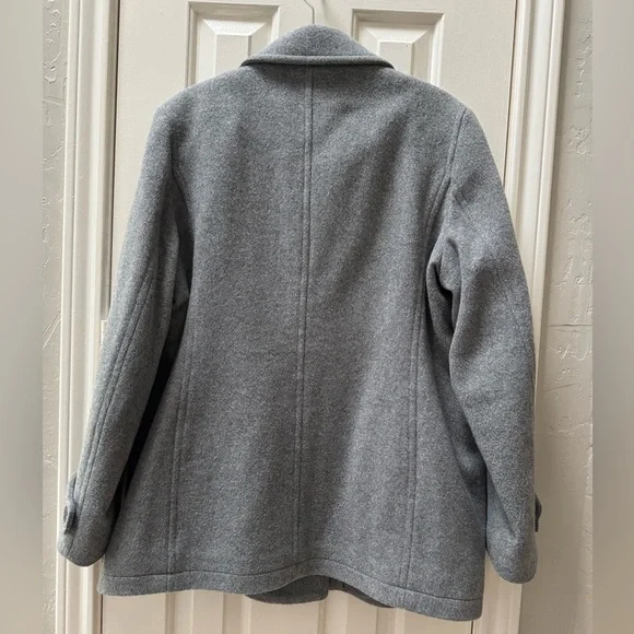L.L. Bean 16 Classic Lambswool Peacoat, Heather Grey - Picture 2 of 6